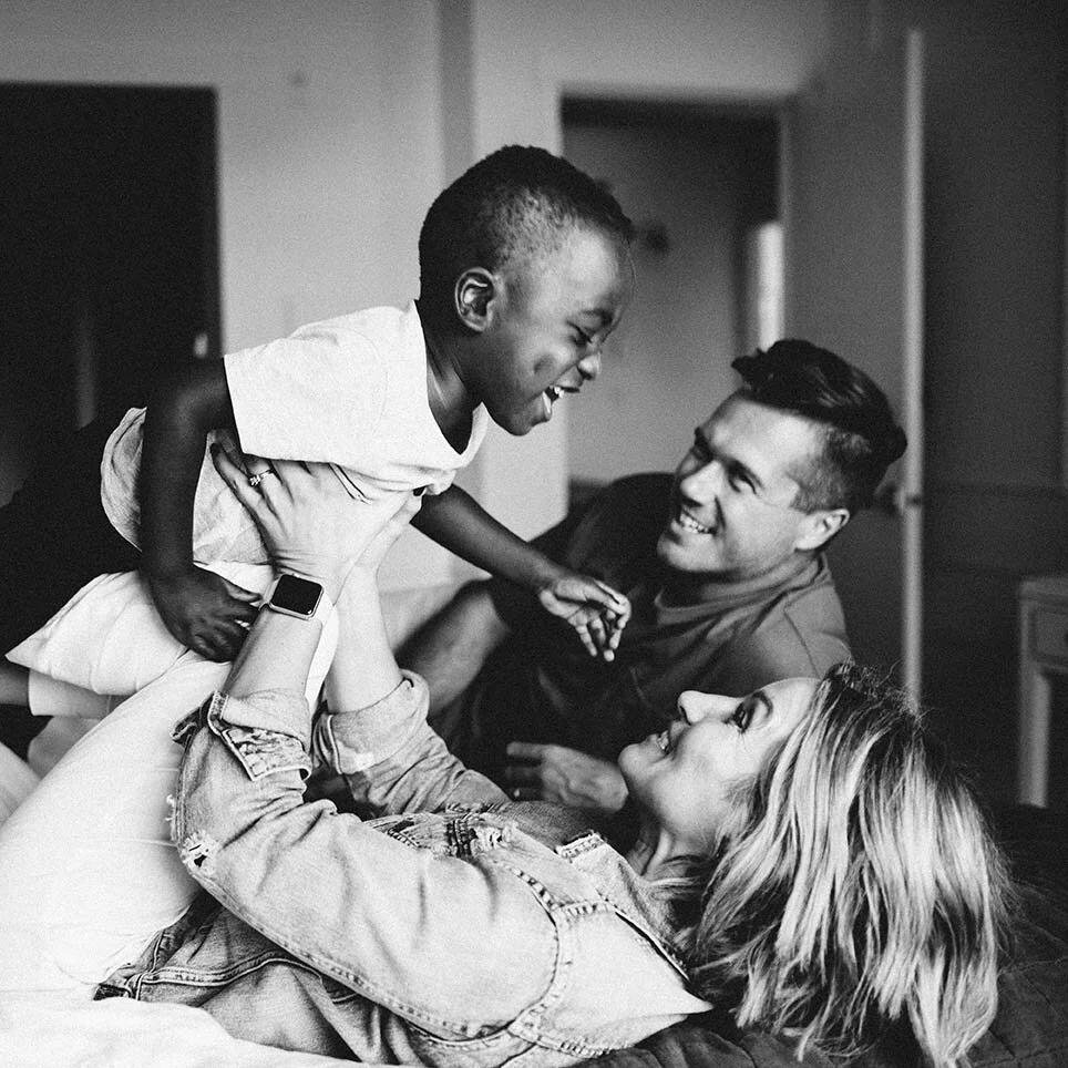 A family playing together at home